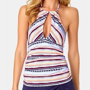 Anne Cole Stormy Seas Printed Keyhole Tankini Top
